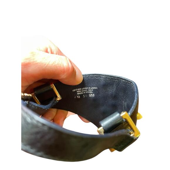 Tory Burch Espadrille Women 9 Cork Wedge Heel Sandal‎ Black & Gold Metal Studded - Picture 9 of 12